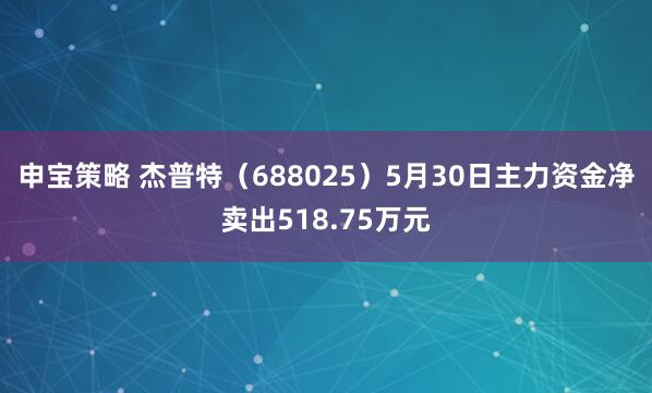 申宝策略 杰普特(688025)5月30日主力资金净卖出518.75万元