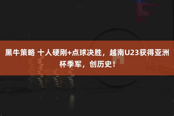 黑牛策略 十人硬刚+点球决胜，越南U23获得亚洲杯季军，创历史！